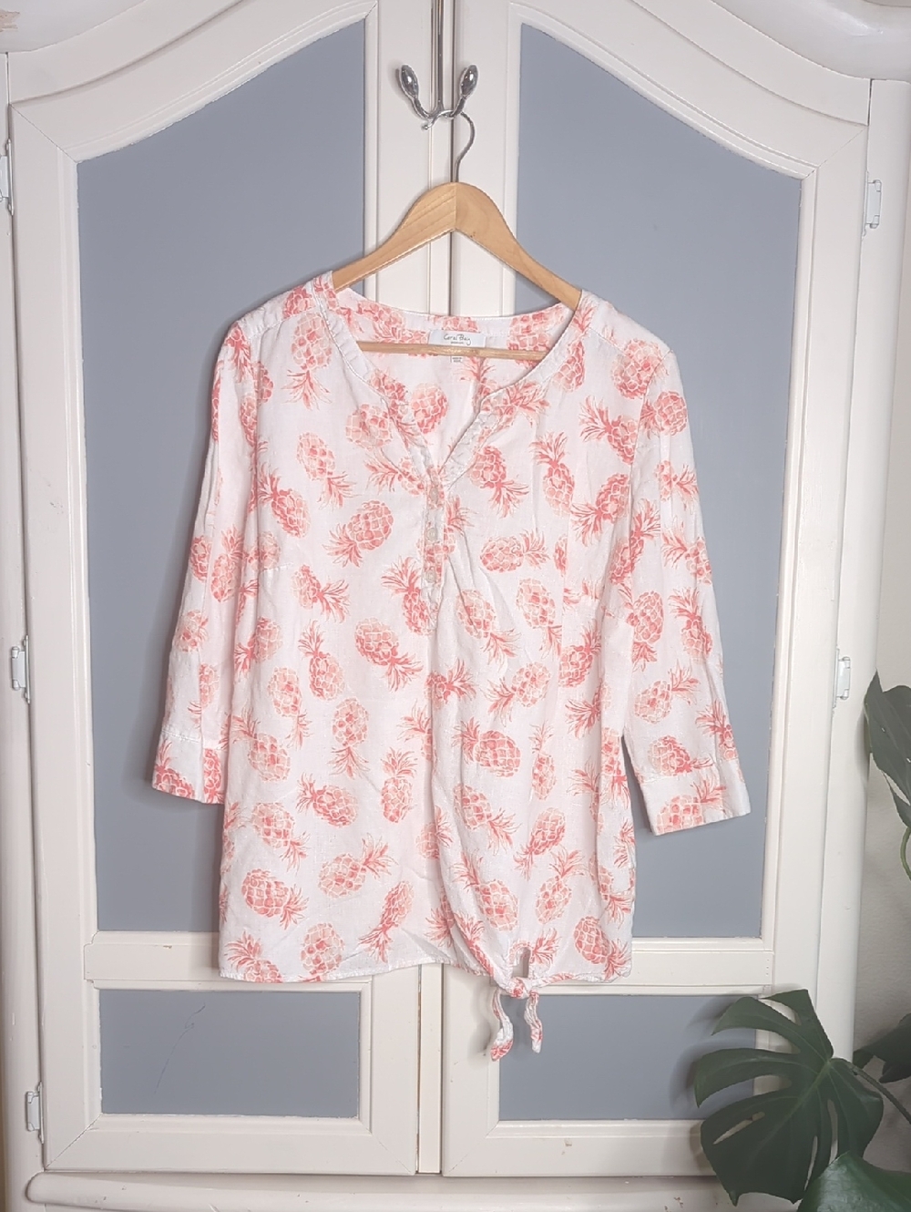 Coral Bay White Tunic with Coral Pineapple Print